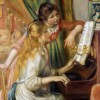 Mother helping daughter at the piano
